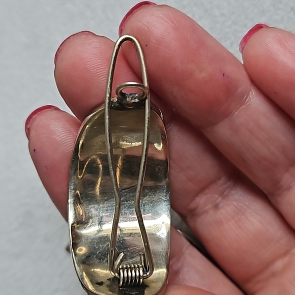 Vintage 1970s Alpaca Mexico, brooch and hair ties clips, abalone shell,turquoise - Picture 6 of 8